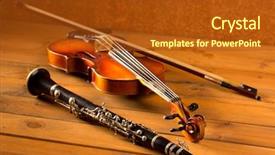  Presentation with clarinet - Amazing presentation theme having woodwind - classic music violin and clarinet backdrop and a crimson colored foreground