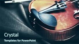  Presentation with music classic - Presentation theme enhanced with classic music violin vintage close background and a ocean colored foreground