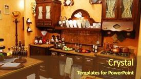  Presentation with old fashioned luxury and classic - Beautiful PPT layouts featuring classic old fashioned kitchen interior backdrop and a tawny brown colored foreground