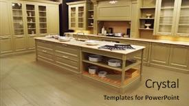  Presentation with old fashioned luxury and classic - Presentation theme consisting of classic old fashioned kitchen interior background and a coral colored foreground