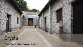  Presentation with old house - Slide deck featuring classic old house - it is a shot background and a  colored foreground