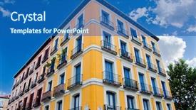  Presentation with classic - Cool new presentation theme with classic old upscale building backdrop and a ocean colored foreground