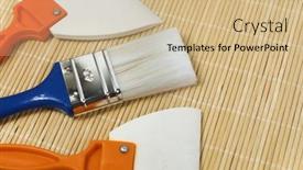  Presentation with blue orange white - Amazing PPT theme having classic-paint-brush-with-white backdrop and a soft green colored foreground