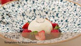  Presentation with berries - PPT theme enhanced with classic-panna-cotta-with-berries background and a coral colored foreground