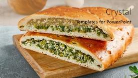  Presentation with egg pie - Theme consisting of classic-pie-with-green-onion background and a yellow colored foreground