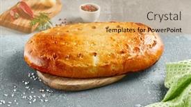  Presentation with meat - Presentation design featuring classic-pie-with-minced-meat background and a yellow colored foreground