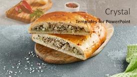  Presentation with meat - Presentation theme consisting of classic-pie-with-minced-meat background and a yellow colored foreground