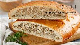  Presentation with meat - PPT layouts enhanced with classic-pie-with-minced-meat background and a coral colored foreground