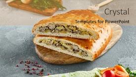  Presentation with meat - Slides consisting of classic-pie-with-minced-meat background and a yellow colored foreground