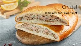  Presentation with salmon fish - Presentation design featuring classic-pie-with-salmon background and a yellow colored foreground