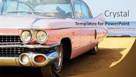  Presentation with classic car - Audience pleasing presentation consisting of classic-pink-car-at-beach backdrop and a  colored foreground