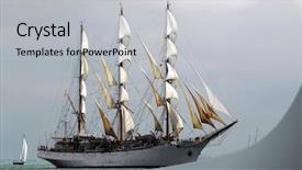  Presentation with sailboat - PPT theme with classic pirate-ship sailboat background and a light gray colored foreground