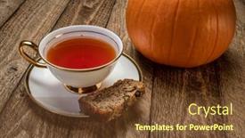  Presentation with tea cup - Amazing presentation design having classic-porcelian-cup-of-tea backdrop and a tawny brown colored foreground