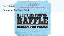  Presentation with raffle ticket - Cool new slide deck with classic-raffle-drawing-ticket-stub backdrop and a sky blue colored foreground