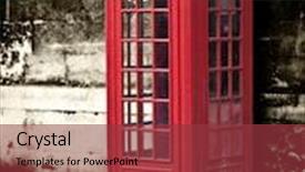  Presentation with red telephone - PPT theme enhanced with classic red british telephone box in london background and a tawny brown colored foreground
