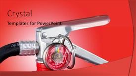  Presentation with fire extinguisher - Beautiful PPT layouts featuring classic-red-fire-extinguisher-valve backdrop and a red colored foreground