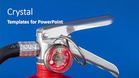  Presentation with blue fire - Audience pleasing presentation consisting of classic-red-fire-extinguisher-valve backdrop and a ocean colored foreground