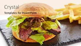  Presentation with roast beef - Beautiful slides featuring classic roast beef burger backdrop and a coral colored foreground