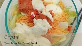  Presentation with salad dressing - Slides enhanced with classic-salad-mix-with-spicy background and a coral colored foreground