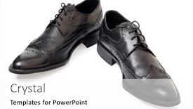 Presentation with leather shoes - PPT theme featuring classic shoes leather brogue isolated on white background and a white colored foreground