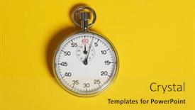 Presentation with classic - Colorful PPT theme enhanced with classic-stopwatch-on-a-yellow backdrop and a yellow colored foreground