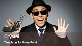  Presentation with classic ornaments - Slides having classic striped costume holding gun background and a tawny brown colored foreground