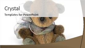  Presentation with teddy bear - PPT theme enhanced with classic teddy bear on white background and a white colored foreground