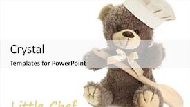  Presentation with teddy bear - Presentation theme enhanced with classic teddy bear with chef hat background and a white colored foreground