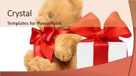  Presentation with red bow - Theme enhanced with classic teddy bear with red background and a yellow colored foreground