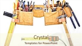  Presentation with classic - Presentation theme having classic tools belt isolated background and a cream colored foreground