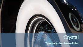  Presentation with tire - Theme with classic truck - closeup of the chrome rims background and a ocean colored foreground