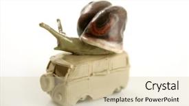  Presentation with snail - Audience pleasing presentation consisting of classic truck - handmade plasticine van with snail backdrop and a lemonade colored foreground