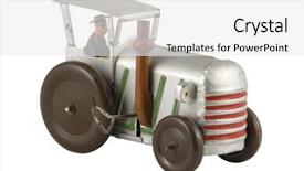  Presentation with old fashioned black and white - PPT theme consisting of classic truck - old toy tractor white background background and a white colored foreground