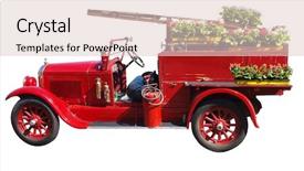  Presentation with fire truck - Slide deck consisting of classic truck - vintage fire engine decorated background and a lemonade colored foreground