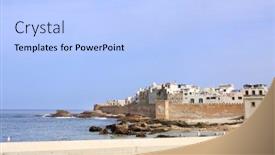  Presentation with world heritage - PPT theme featuring classic-view-of-essaouira-medina background and a light blue colored foreground