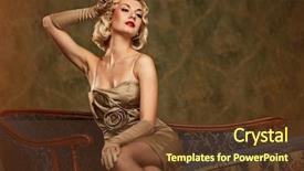  Presentation with retro - Slides enhanced with classic vintage - lovely woman retro portrait background and a tawny brown colored foreground