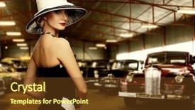  Presentation with retro - Colorful PPT theme enhanced with hairstyle sitting on the lakeside backdrop and a gray colored foreground