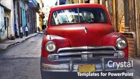  Presentation with classic car - Audience pleasing PPT theme consisting of classic-vintage-american-car-parked backdrop and a ocean colored foreground