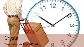  Presentation with man watching woman preparing vegetables - Cool new presentation theme with classic watch and delivery man backdrop and a red colored foreground