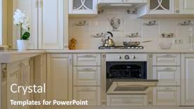 Presentation with studio flat - Theme enhanced with classic-white-and-beige-kitchen background and a coral colored foreground