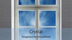  Presentation with white brick wall - Colorful PPT layouts enhanced with classic white window on a brick wall and the garden view backdrop and a light blue colored foreground