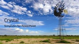  Presentation with water pump - Beautiful PPT theme featuring pump water from borehole backdrop and a light blue colored foreground