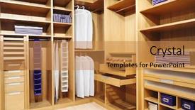  Presentation with closet - Audience pleasing PPT layouts consisting of classic wood modern closet background backdrop and a gold colored foreground