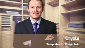  Presentation with closet - Presentation enhanced with classic wood modern closet background and man portrait background and a coral colored foreground