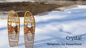  Presentation with paw - Amazing PPT layouts having classic wooden bear paw snowshoes on the shore of partially frozen cache la poudre river near fort collins colorado backdrop and a light blue colored foreground