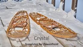  Presentation with paw - Slides with classic-wooden-snowshoes-bear-paw background and a coral colored foreground
