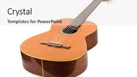  Presentation with classical guitar - Cool new PPT theme with classical acoustic guitar isolated backdrop and a white colored foreground