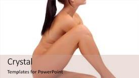  Presentation with classical - Theme featuring beautiful young woman with a dog isolated against white background background and a coral colored foreground