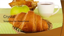  Presentation with classical - Cool new PPT theme with classical breakfast coffee and croissant backdrop and a gold colored foreground