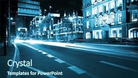  Presentation with street shanghai night - Slide deck consisting of classical buildings at night background and a ocean colored foreground